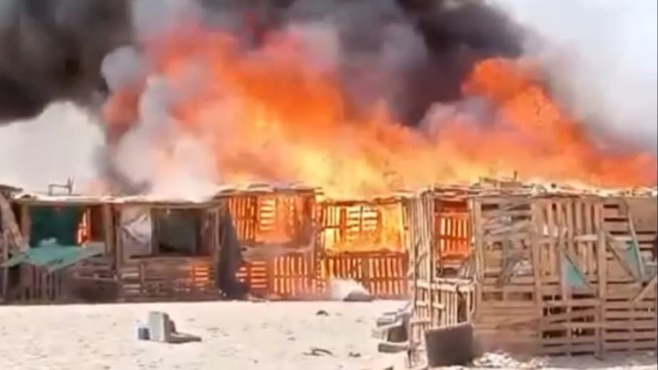 اندلاع حريق في سوق القات بالجوف يتسبب بخسائر مادية كبيرة